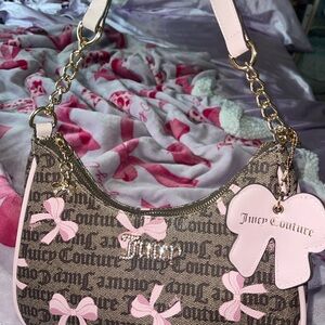 Juicy Couture Pink Bow and Gold Chain Bag
